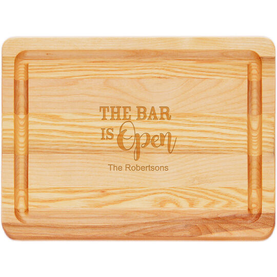 The Bar Is Open Small 10-inch Master Wood Bar Board